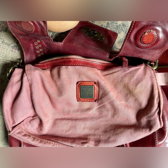Campomaggi Burgandy Red Medium Distressed Leather Sobrero Bag purse - Picture 10 of 13